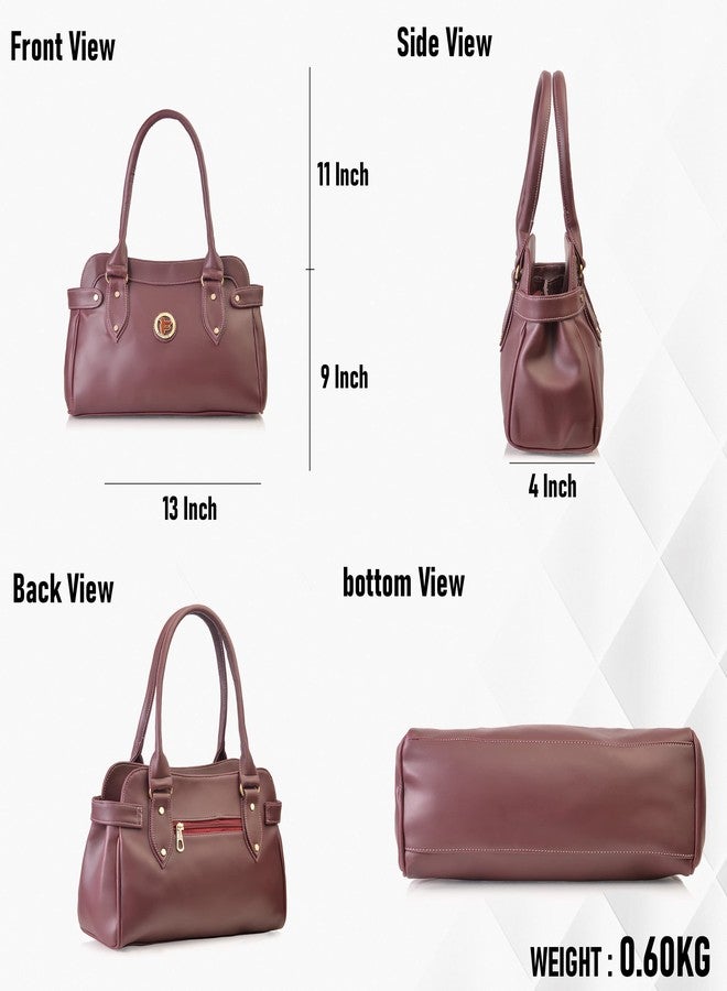 Fostelo Women's Teena Satchel Tote Handbag for Women | Ladies Purse | Stylish Shoulder Bag | Gift For Women | Maroon - Image 3